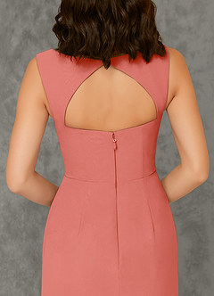 Azazie Flori Abiti da Damigella Abito Tubino in Chiffon Scollo quadrato Salmone Rosa image3