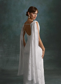 Azazie Georgina Wedding Dresses Diamond White Sheath Floral Burnout Dress image2