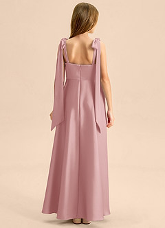 Azazie Halley Junior Abito A-Line in Raso Elasticizzato Fiocco Rosa Polverosa image2