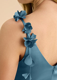 Azazie Gumdrop Junior Bermuda Empire Pleated Stretch Satin Dress image8