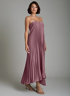 Azazie Rayna Bridesmaid Dresses Amethyst A-Line Strapless Stretch Satin Dress image5