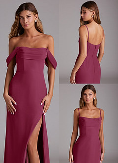 Azazie Saige Bridesmaid Dresses Mulberry A-Line Off the Shoulder Chiffon Convertible Dress image10