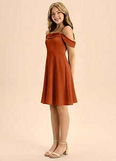 Azazie Anselie Junior Klä av A-Line i Stretch Satin Plisserad image4