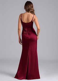 Azazie Donielle Bridesmaid Dresses Burgundy Mermaid Corset Stretch Satin Dress image2