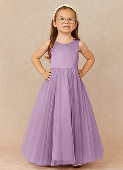 Azazie Muni Flower Girl Klänningar Klänning A-Line i Tyll Rosett image2