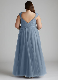 Azazie Luxi Bridesmaid Dresses Dusty Blue A-Line Pleated Tulle Dress image10
