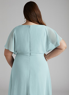 Azazie Aaliyah vestidos de dama de honor modestos Vestido de Corte En A Plisado Scoop Hasta el suelo Gasa image10