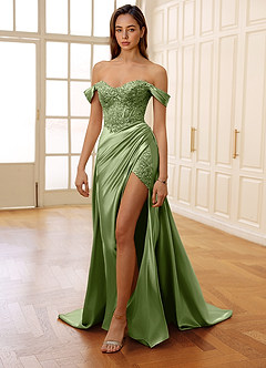 Rowane Olive Corset Rhinestone Sheer Lace Prom Dress image6