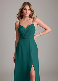 Azazie Terese Bridesmaid Dresses Peacock A-Line Pleated Chiffon Dress image5