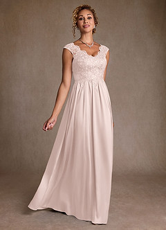 Azazie Amethyst Mother of the Bride Dresses Blushing Pink A-Line Lace Dress image3