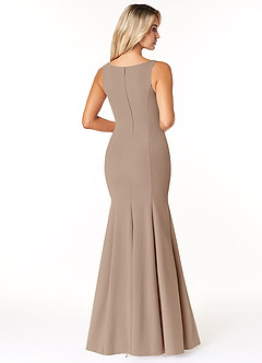 Azazie Rogue Bridesmaid Dresses Taupe Mermaid Scoop Side Slit Stretch Crepe Dress image2