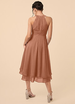 Azazie Linna Junior Bronzer A-Line Pleated Chiffon Dress image2