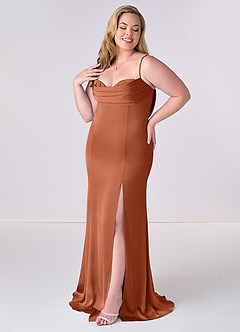 Barbie ♥ Azazie Bridesmaid Dresses Cedar Rose Mermaid Corset Stretch Satin Dress image9