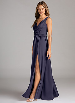 Azazie Tanicia Bridesmaid Dresses Stormy A-Line Pleated Stretch Satin Dress image5