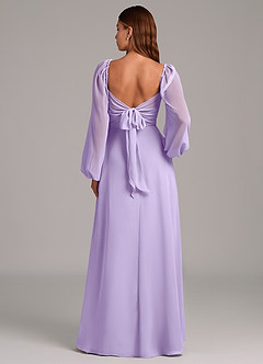 Azazie Annistyn Abiti da Damigella Abito A-Line in Chiffon Manica Lunga Lilla image7