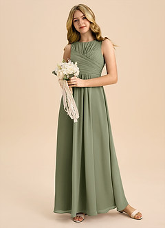 Azazie Skyla Junior Pistachio A-Line Pleated Chiffon Dress image5