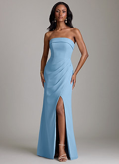 Azazie Aretha Bridesmaid Dresses Steel Blue A-Line Strapless Chiffon Dress image1