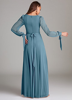 Azazie Leonia Bridesmaid Dresses Bermuda A-Line Long Sleeve Mesh Dress image4