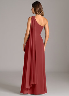 Azazie Tella Jurken voor bruidsmeisjes Jurk van Chiffon met A-Lijn One-Shoulder Roest image6