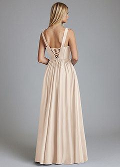 Azazie Delmie Bridesmaid Dresses White Alabaster A-Line Corset Stretch Satin Dress image2