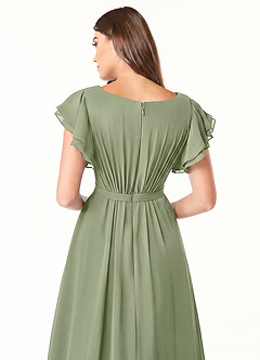 Azazie Daphne Modest Bridesmaid Dresses A-Line Ruffled Chiffon Floor-Length Dress image5