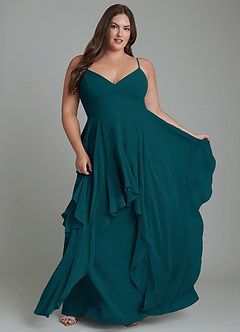 Azazie Zaina Abiti da Damigella Abito A-Line in Chiffon Pino image9