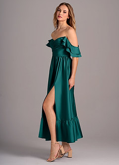 Azazie Anaya Bridesmaid Dresses Peacock A-Line Sweetheart Neckline Stretch Satin Convertible Dress image4
