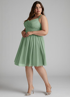 Azazie Angie Bridesmaid Dresses Matcha A-Line Corset Chiffon Dress image13