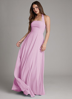 Azazie Irina Bridesmaid Dresses Candy Pink A-Line Pleated Chiffon Dress image2