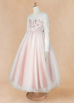 Azazie Elodie Flower Girl Dresses Ivory Cedar Rose Ball-Gown Lace Dress image12