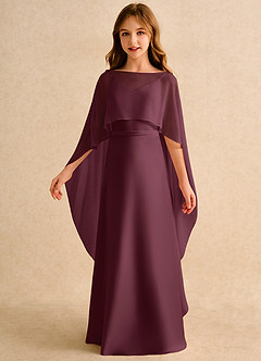 Azazie Fishie Girls Formal Flower Girl Dresses Cabernet A-Line Matte Satin Dress image5
