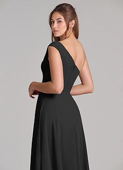 Azazie Melanie 신부 들러리 드레스 A라인 오프 더 숄더 쉬폰 바닥 길이 드레스 image2