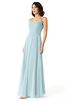 Azazie Janine Bridesmaid Dresses Mist A-Line V-Neck Chiffon Dress image2