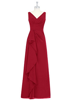 Azazie Julianna Abiti da Damigella Abito A-Line in Chiffon Scarlatto image6