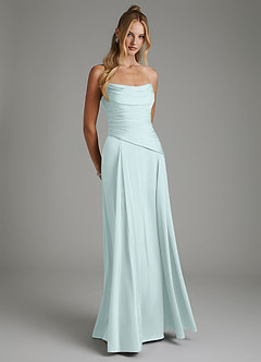 Azazie Gabriela Bridesmaid Dresses Sea Glass A-Line Corset Stretch Satin Dress image8