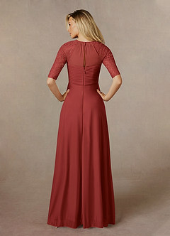 Azazie Raelyn Mother of the Bride Dresses Rust A-Line Lace Mesh Dress image7