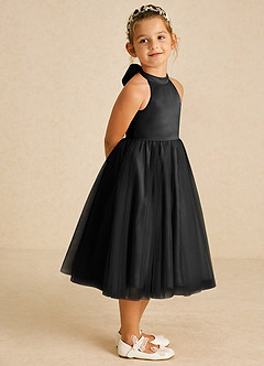 Azazie Dora vestidos de niña de las flores Vestido de Negro de Tul de Corte En A con Lazo image3