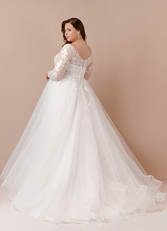 Azazie Freya Wedding Dresses A-Line Sequins Tulle Chapel Train Dress image10