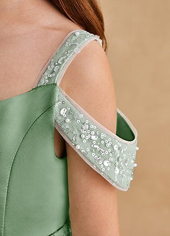 Azazie Jodi Flower Girl Dresses Matcha A-Line Matte Satin Dress image6