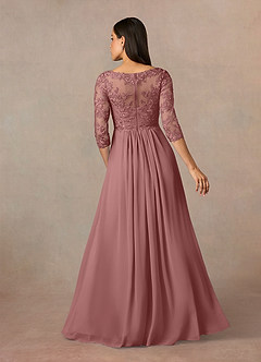 Azazie Hayek Mother of the Bride Dresses Desert Rose A-Line V-Neck Lace Chiffon Dress image4