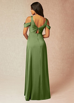 Azazie Rhea Maternity Bridesmaid Dresses A-Line Off-The-Shouler Pleated Stretch Satin Floor-Length Dress image2