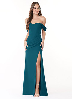 Azazie Lynnie Vestidos de damas de honor Vestido de Azul Tinta de Gasa de Corte Sirena Convertible con Vestidos sin tirantes image1