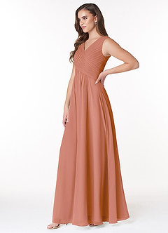 Azazie Flora Bridesmaid Dresses MAI TAI A-Line Pleated Chiffon Dress image3