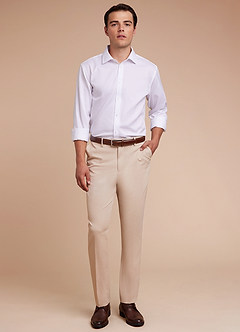 front Carter Tan Cotton Linen Blend Dress Pants
