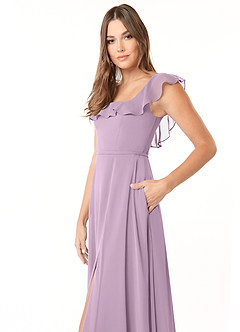 Azazie Jinny Bridesmaid Dresses Wisteria A-Line Square Neckline Ruched Chiffon Dress image5