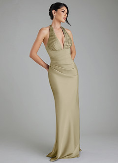 Azazie Torrance Bridesmaid Dresses Moss Green Mermaid Corset Stretch Satin Dress image1