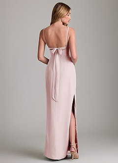 Azazie Mai Vestidos de damas de honor Vestido de Rosa Rubor de Gasa de Corte Recto con Plisado image2