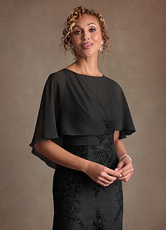 Azazie Amrita Mère de la mariée Robes Robe Sirène en Mousseline de soie Dentelle Noir image5