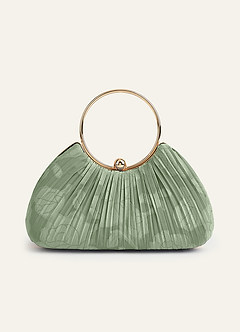 Matching Color Floral Burnout Pleated Handbag