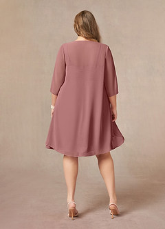 Azazie Olivia Mother of the Bride Dresses Desert Rose A-Line Square Neckline Pleated Chiffon Dress image2